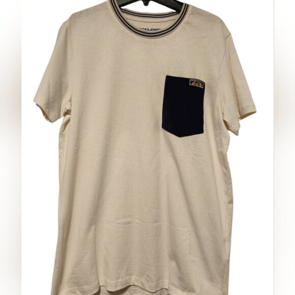 M👕Jack & Jones Black & Cream Short Sleeve 2 T-shirts Tees Unisex - Picture 10 of 12